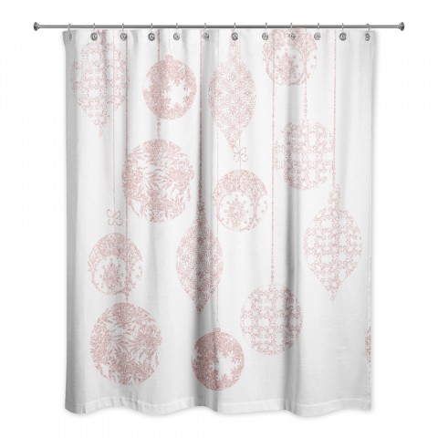 Sparkly Blush Ornaments 71x74 Shower Curtain