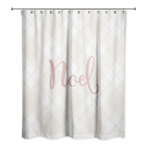 Blush Noel on Champagne Plaid 71x74 Shower Curtain