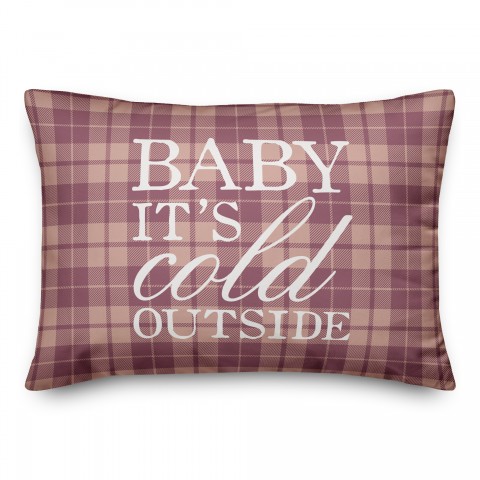 Baby It's Cold Outside Plaid 14x20 Spun Poly Pillow