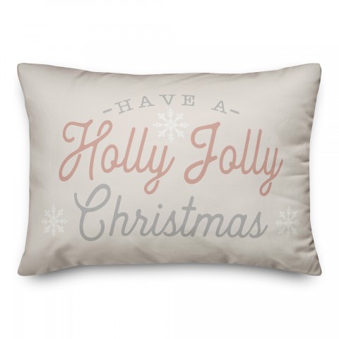 Blush and Silver Holly Jolly 14x20 Spun Poly Pillow