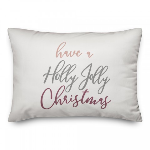 Fancy Holly Jolly Script 14x20 Spun Poly Pillow