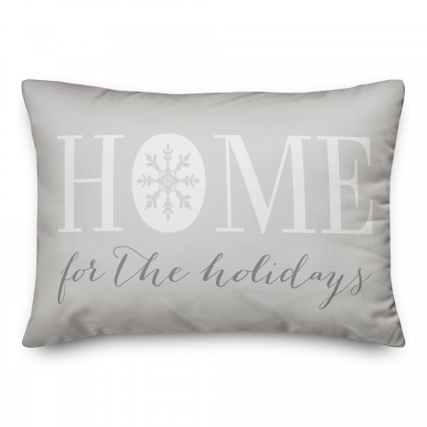 Home for the Holidays with Silver Snowflake 14x20 Spun Poly Pillow