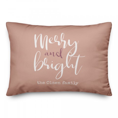 Merry and Bright Family 14x20 Personalized Spun Poly Pillow