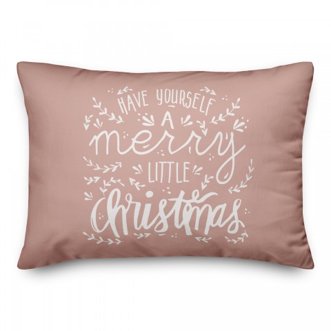 Merry Little Christmas on Blush 14x20 Spun Poly Pillow