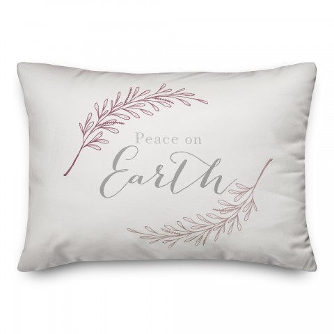 Peace on Earth Silver and Pink 14x20 Spun Poly Pillow