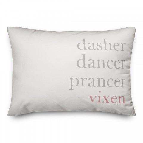 Reindeer Names with Pink Accents 14x20 Spun Poly Pillow