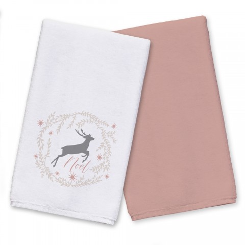 Noel Deer with Champagne Wreath Textiles Collection