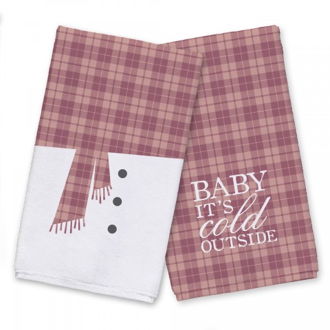 Pink Snowman Scarf and Buttons Textiles Collection