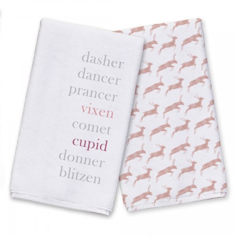Reindeer Names with Pink Accents Textiles Collection