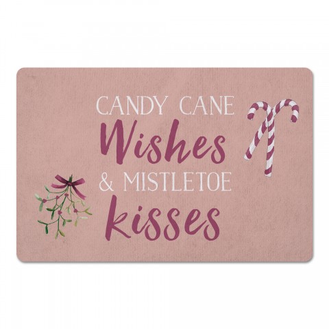 Candy Cane Wishes and Mistletoe Kisses 27x18 Floor Mat