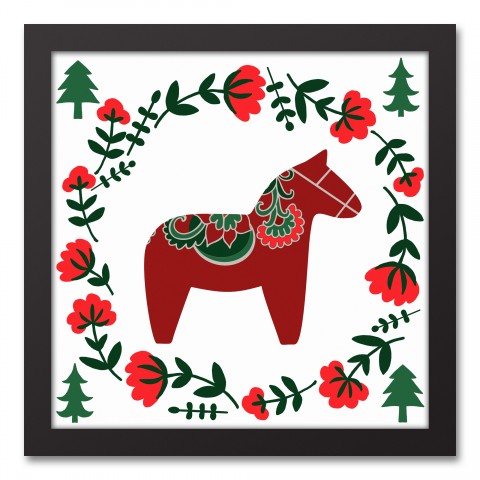 Christmas Donkey 12x12 Black Framed Canvas