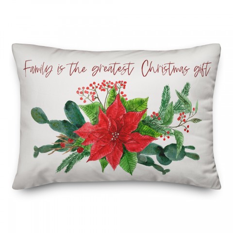 Family is the Greatest Christmas Gift 14x20 Spun Poly Pillow