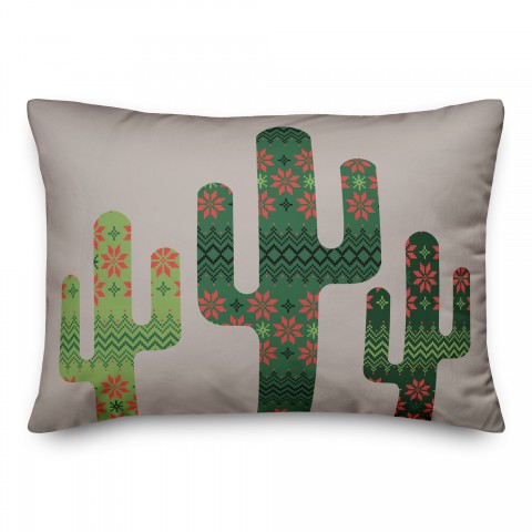 Christmas Cacti Pattern 14x20 Spun Poly Pillow
