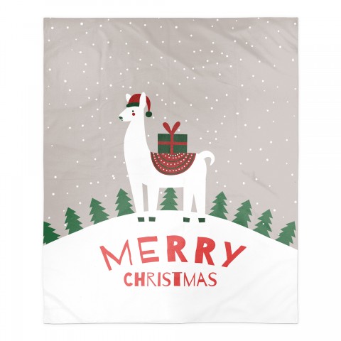 Merry Christmas Llama 50x60 Sherpa Fleece Blanket