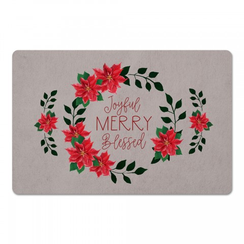 Joyful Merry Blessed Wreath 27x18 Floor Mat