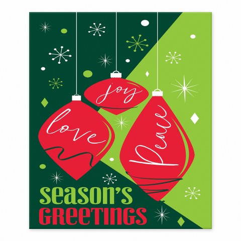 Seasons Greetings Ornaments 10x8 Tabletop Canvas