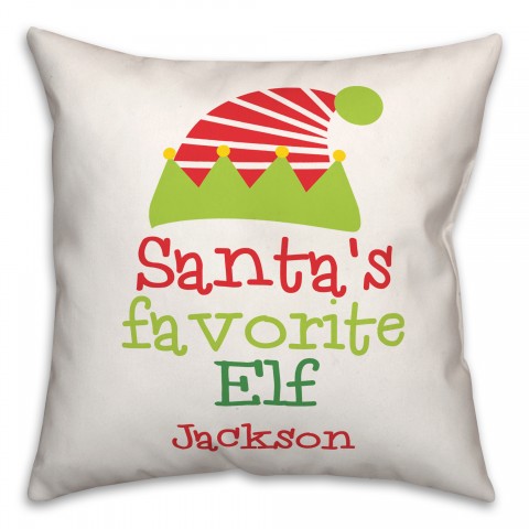 Santa's Favorite Elf 18x18 Personalized Spun Poly Pillow
