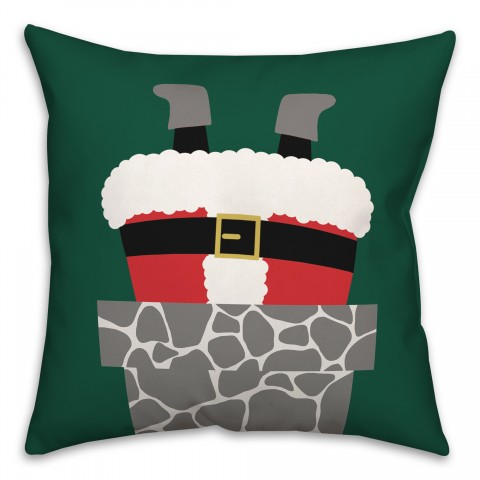 Santa Down the Chimney 18x18 Spun Poly Pillow