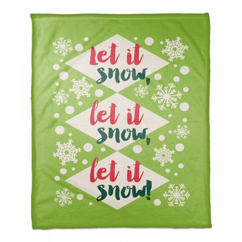 Let it Snow Lime Green 50x60 Coral Fleece Blanket
