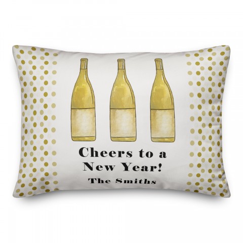 Cheers to a New Year 14x20 Personalized Spun Poly Pillow
