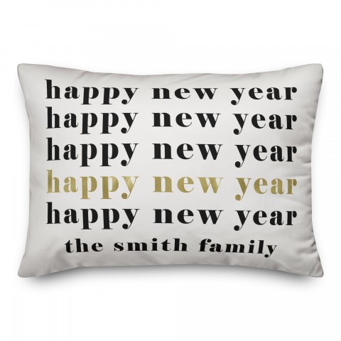 Happy New Year 14x20 Personalized Spun Poly Pillow