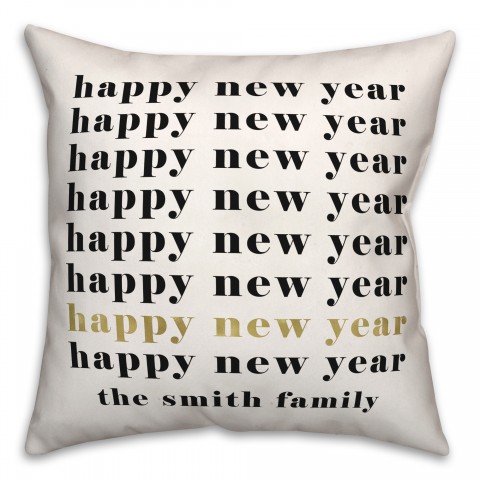 Happy New Year 18x18 Personalized Spun Poly Pillow