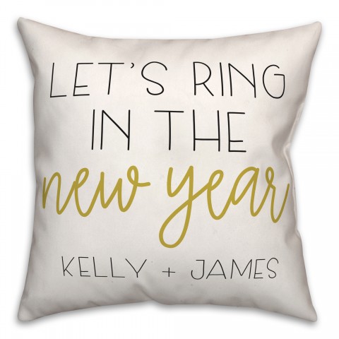 Ring in the New Year 18x18 Personalized Spun Poly Pillow