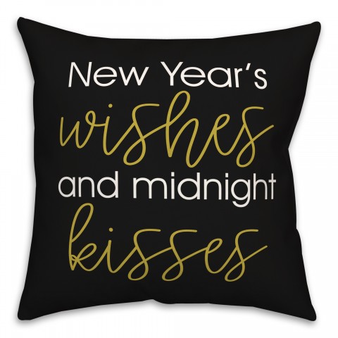 New Years Wishes 18x18 Spun Poly Pillow