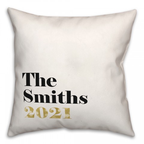 Last Name 2021 18x18 Personalized Spun Poly Pillow
