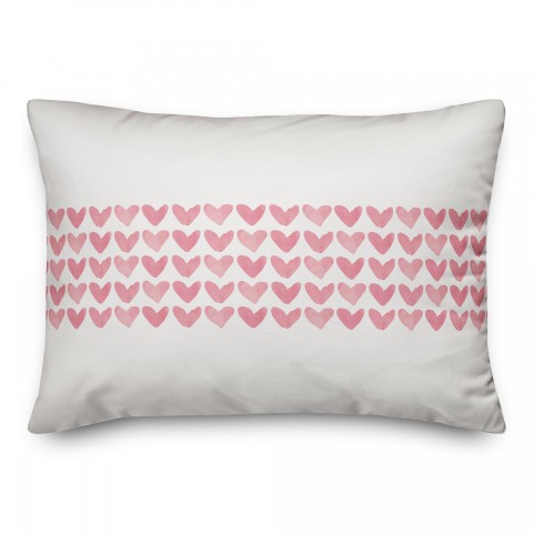 Watercolor Hearts 14x20 Spun Poly Pillow