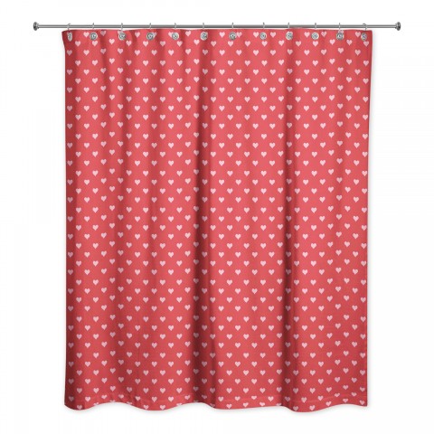 Pink and Red Hearts Pattern 71x74 Shower Curtain