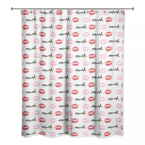 Pink and Red Lips 71x74 Shower Curtain