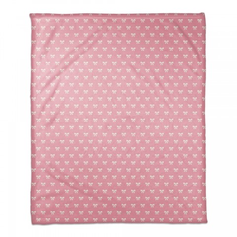 Pink and White Bow Pattern 50x60 Coral Fleece Blanket