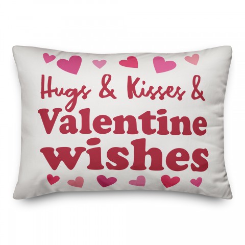 Hugs and Kisses and Wishes 14x20 Spun Poly Pillow