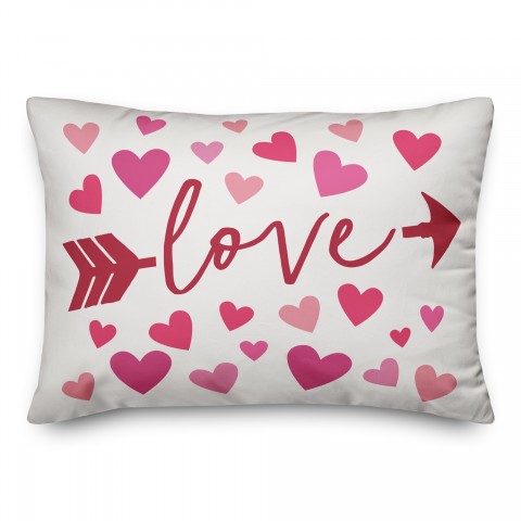 Love Hearts and Arrow 14x20 Spun Poly Pillow