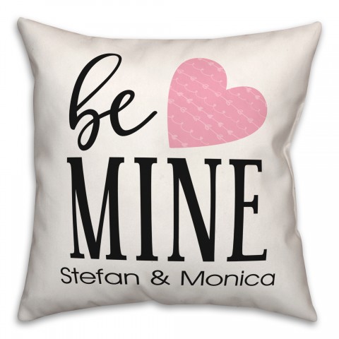 Be Mine Pink Heart 18x18 Personalized Spun Poly Pillow