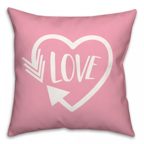 Love Heart Arrow 18x18 Spun Poly Pillow