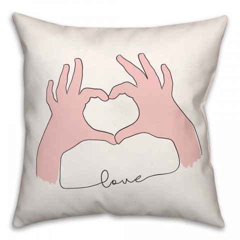 Love Heart Hands 18x18 Spun Poly Pillow