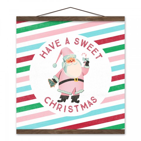 Have a Sweet Christmas 16x16 Teak Hanging Canvas