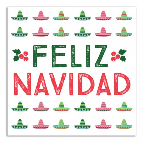 Feliz Navidad Sombreros 16x16 Canvas Wall Art
