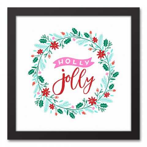 Holly Jolly 12x12 Black Framed Canvas