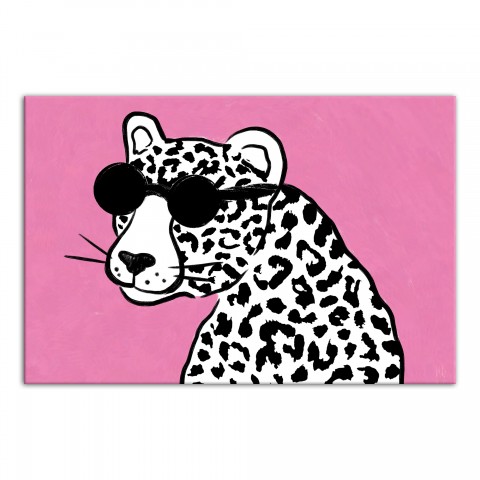 Leopard with Glasses 18x12 Canvas Wall Art