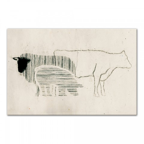 Line Farm Animals 18x12 Canvas Wall Art