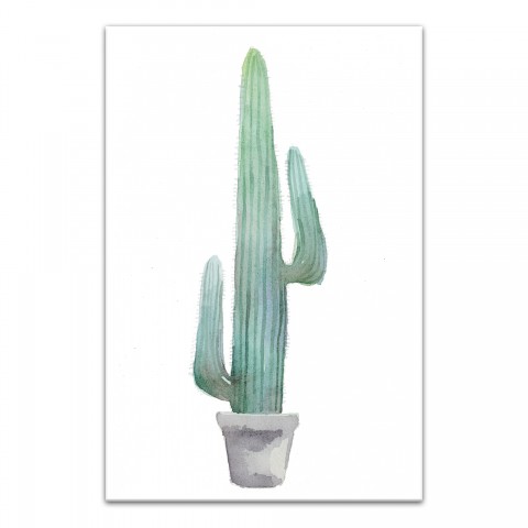 Blue Watercolor Cactus 12x18 Canvas Wall Art