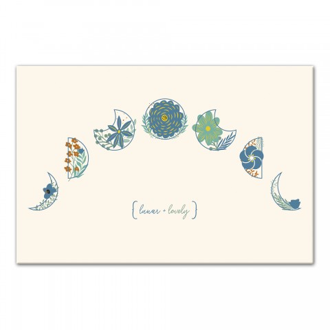 Lunar Florals Moon Calendar 18x12 Canvas Wall Art