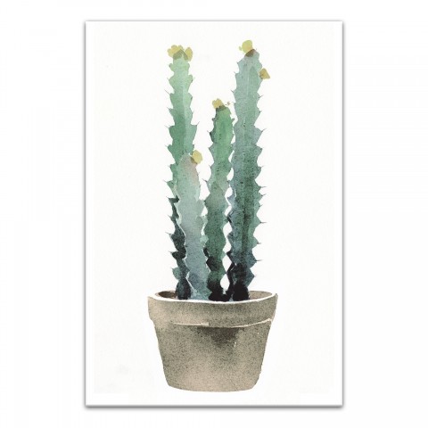 Watercolor Potted Cactus 12x18 Canvas Wall Art