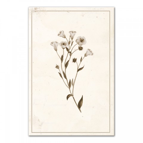 White Florals Stained Paper 12x18 Canvas Wall Art
