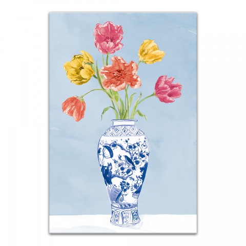 Painted Vase with Flowers 12x18 Canvas Wall Art
