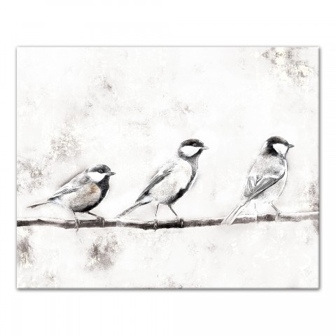 White Birds on Branch 20x16 Canvas Wall Art