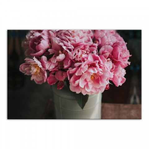 Pink Flower Bouquet 24x16 Canvas Wall Art